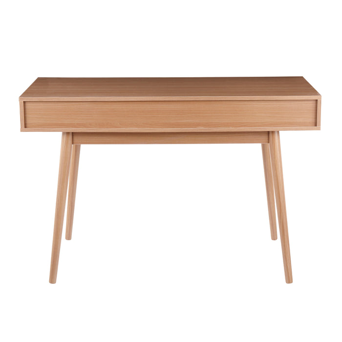 Pebble - Contemporary Double Desk - Natural / White