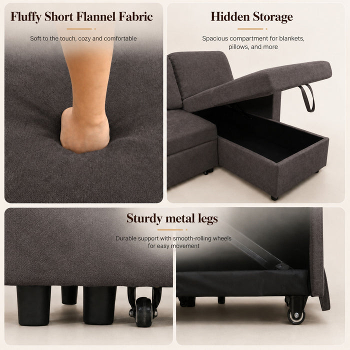 L - Shaped Convertible Sofa Bed With Storage Chaise Home Essentials