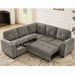 5 Seat Reversible L - Shaped Sleeper Sofa, Pull Out Convertible Sectional Couch With Storage, USB C - Charger, Cup Holders Modular Sofa Bed - Gray Home Essentials