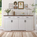 Fluted Sideboard Buffet Cabinet With 4 Doors And 3 Drawers Home Essentials