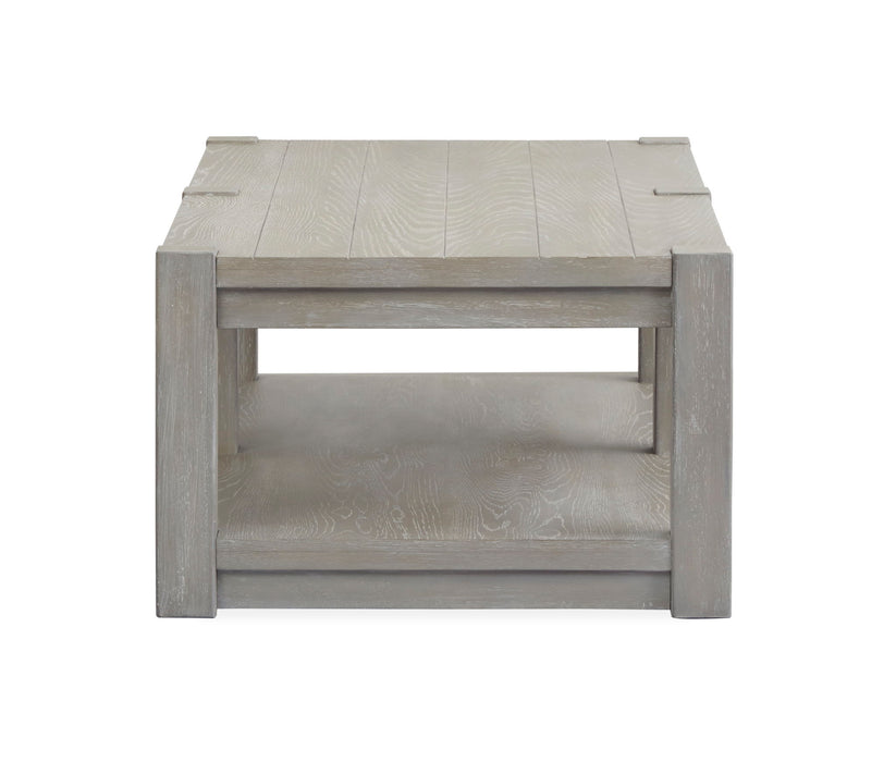 Burgess - Rectangular Shelf Cocktail Table With Casters - Calico Gray Magnussen Furniture