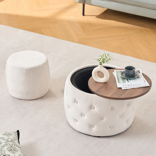 Nesting Ottomans 2 Piece With Tray, 4 In 1 Function Home Essentials
