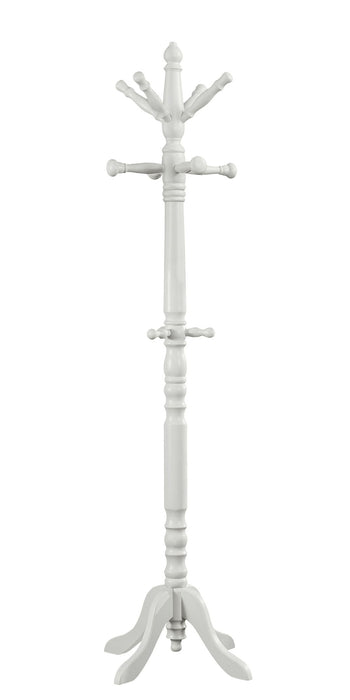 Solid Wood Coat Rack With Triple Tiered Coat Stand - White