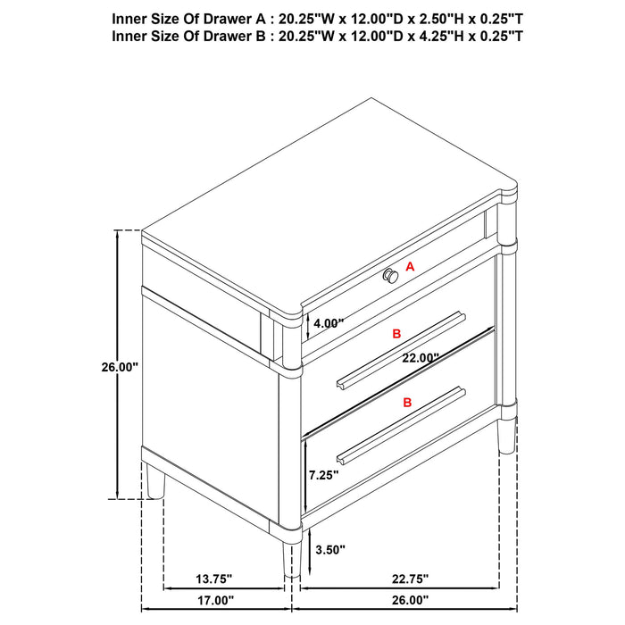 Robinson - 3 Drawer Nightstand - White Furniture Max