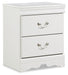 Anarasia - Two Drawer Night Stand - White Signature Design by Ashley®
