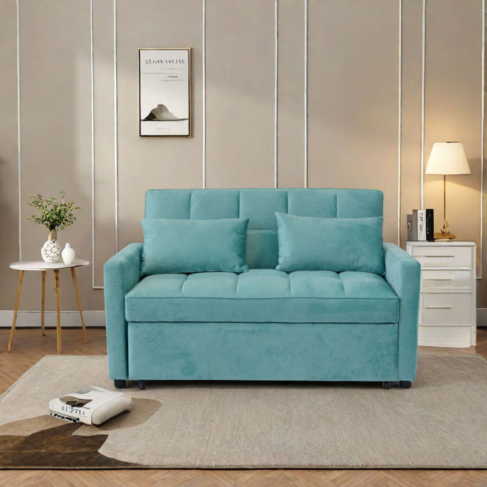 3 In 1 Convertible Sleeper Sofa Bed, Modern Fabric Loveseat Futon Sofa Couch With Pullout Bed, Small Love Seat Lounge Sofa With Reclining Backrest, Furniture For Living Room Home Essentials