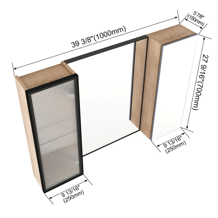 Wall Mounted Cabinet With Soft Close Door, Adjustable Shelves Storage For Bathroom - Imitative Oak Home Essentials