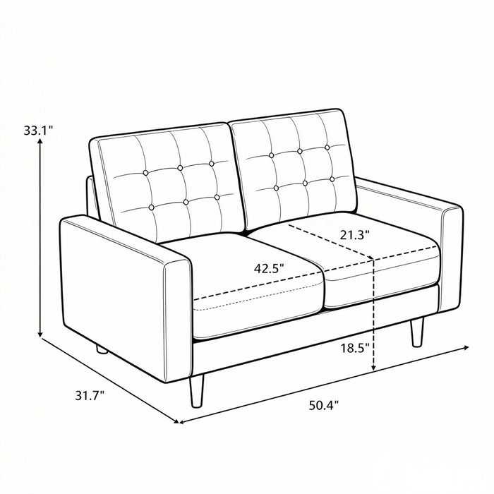 Loveseat Sofa, Tufted Back Upholstered 2 Seat Couch US Pride