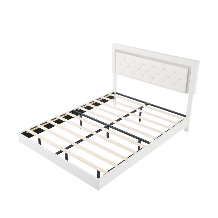 Platform Bed Frame With Adjustable Upholstered Headboard, RGB LED Lights, No Box Spring Needed Home Essentials