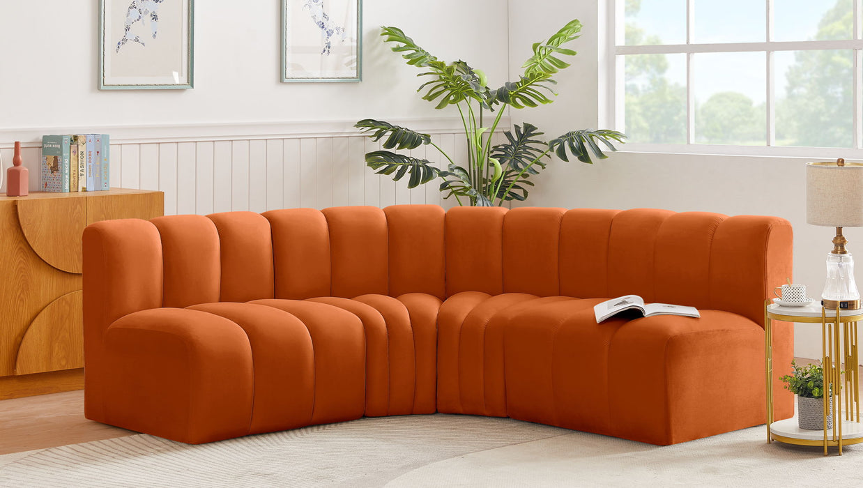 Arc - Velvet 4 Piece Corner Modular Sofa Meridian Furniture