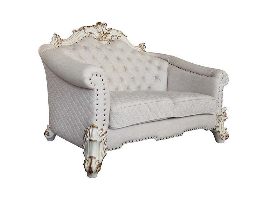 Vendome II - Loveseat With 4 Pillows - Two Tone Ivory Fabric & Antique Pearl ACME