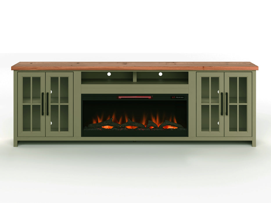 Vineyard - 97" Fireplace TV Stand Console For TVs Up To 100 "Es - Sage Green And Fruitwood Finish