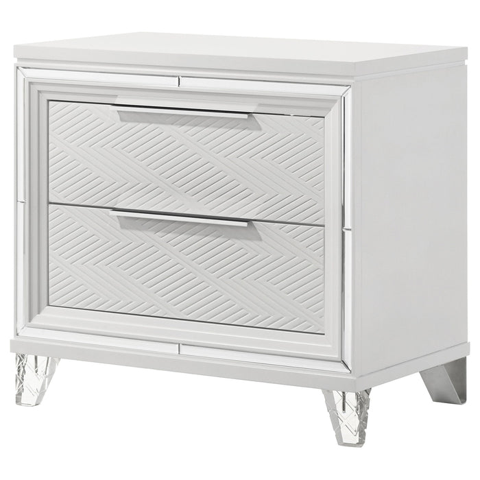 2 Drawer Nightstand With Accents - White Furniture Max