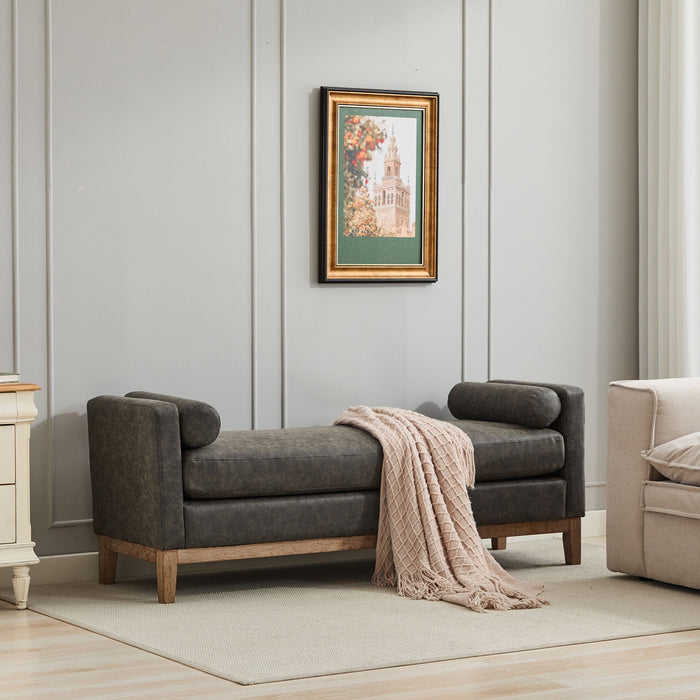 Upholstered End Of Bed Bench With Arms & 2 Bolsters For Bedroom Home Essentials