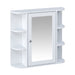 Bathroom Wall Storage Cabinet With Mirror And Adjustable Shelf, 6 Open Shelves Noble House