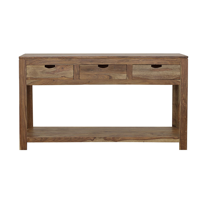 Tucker - 3 Drawer Console Table With Lower Shelf - Natural Furniture Max