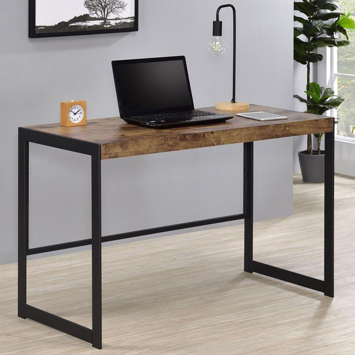 Writing Desk With Metal Frame In Antique Nutmeg And Gunmetal