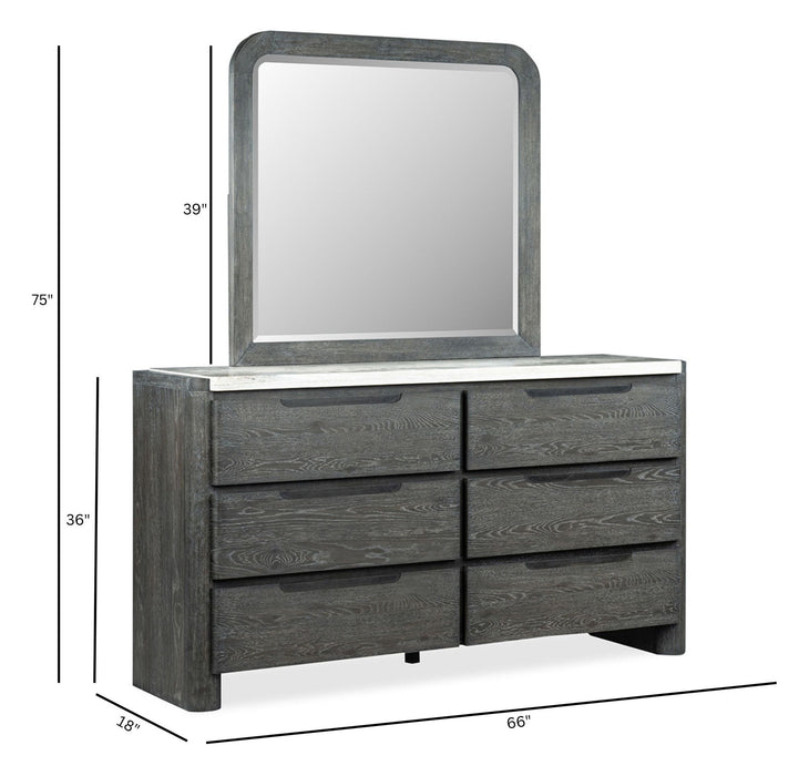 Keaton - Double Drawer Dresser With Portrait Mirror - Black Magnussen Furniture