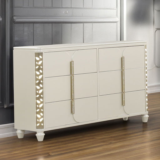 Cinderella - Dresser With LED Accents And 6 Storage Drawers (Mirror Not Included) - Beige Matrix Furniture Group