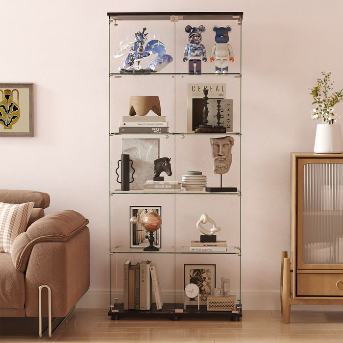 Display Cabinet With Shelf Double Doors And Lock Home Essentials