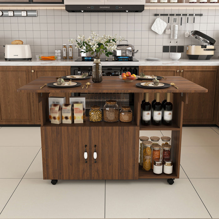 Multi Functional Folding Table With Storage Shelves And Wheels Home Essentials