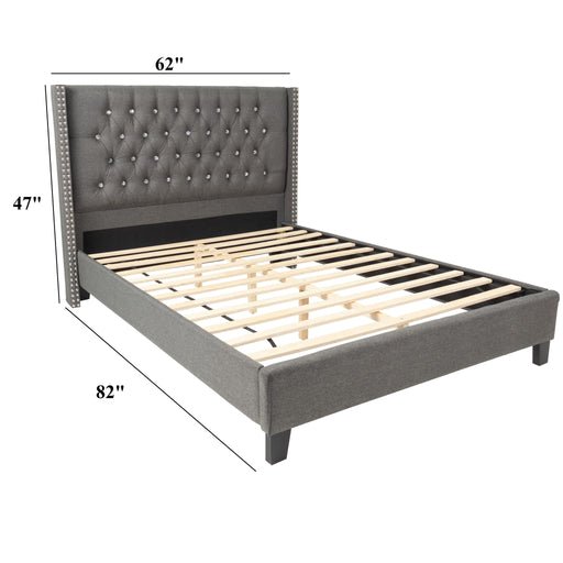 Contemporary Style Bed With Diamond Tufted Headboard Home Essentials
