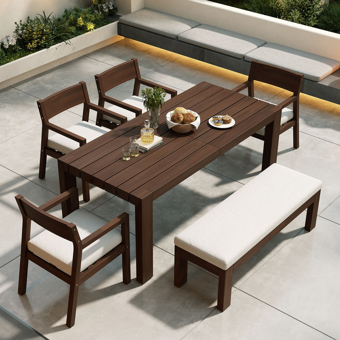 Outdoor Dining Set Rectangular Table With Umbrella Hole Hearth and Haven