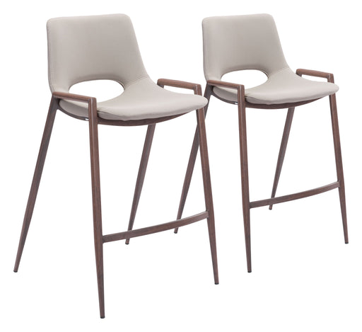 Desi - Counter Stool With Walnut Legs (Set of 2) Zuo Modern