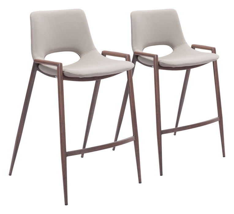 Desi - Counter Stool With Walnut Legs (Set of 2) Zuo Modern