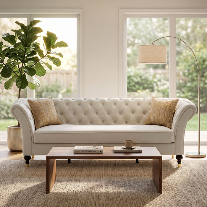 Chesterfield Sofa, 3 Seat Couch With Deep Button Tufted Back, Rolled Arms Home Essentials