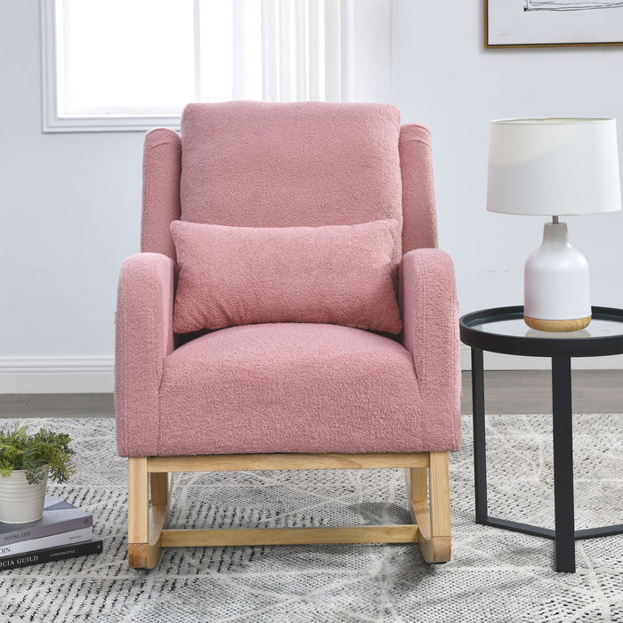 Welike 27.5 "W Modern Accent High Back Living Room Casual Armchair Rocker With One Lumbar Pillow - Pink Teddy