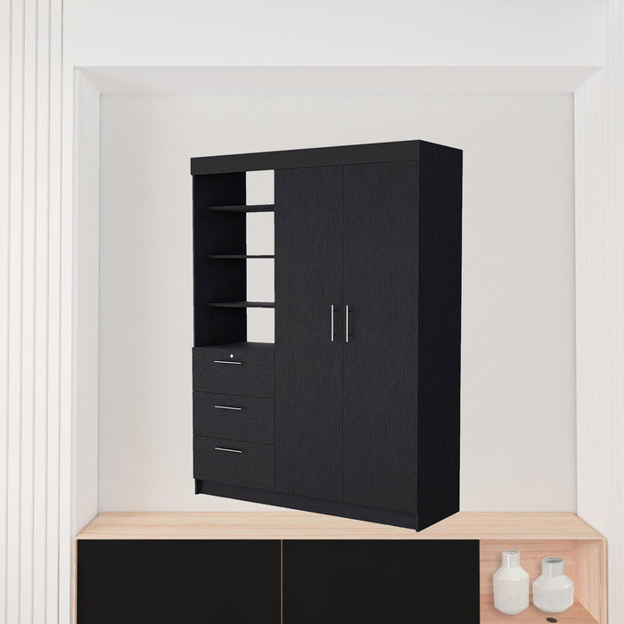 Accent Cabinet Soft Close With Three Shelves And One Drawer - Black