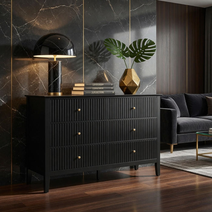 Modern 6 Drawer Fluted Dresser Home Essentials