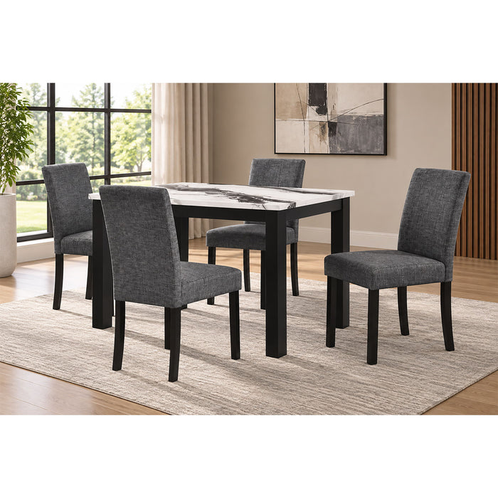 Sarang - Panda Dining Table With 4 Padded Dining Chairs - Black Global Furniture USA