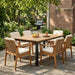 7 Piece Outdoor Patio Dining Set With & 6 Arm Chairs Noble House