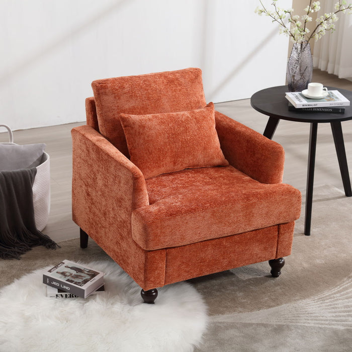 Coolmore Wood Frame Armchair, Modern Accent Chair Lounge Chair For Living Room, Dark Orange