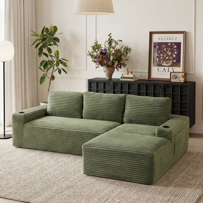 Cloud Sectional Couch, Modular Sectional Sofa With Deep Seat, Boneless Couches With L-Shape Chaise For Living Room - Green Home Essentials