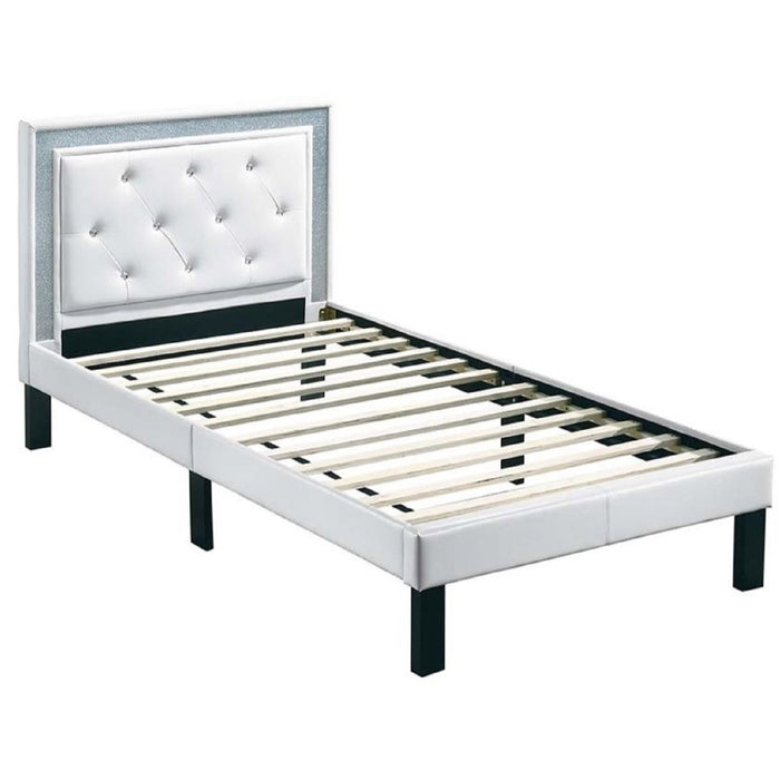 Glamours Style Bed With Diamond Tufted Padded Headboard Home Essentials