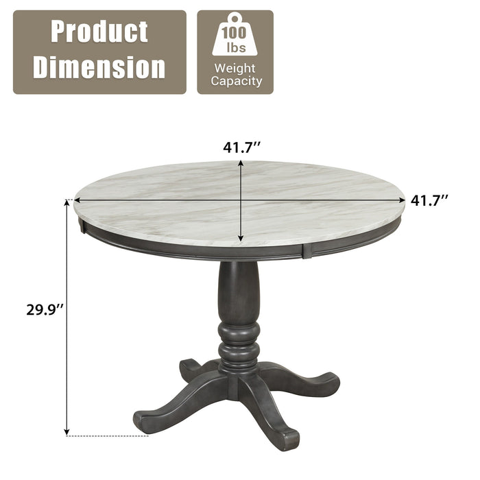 Dining Table - Gray - Faux Marble Hearth and Haven