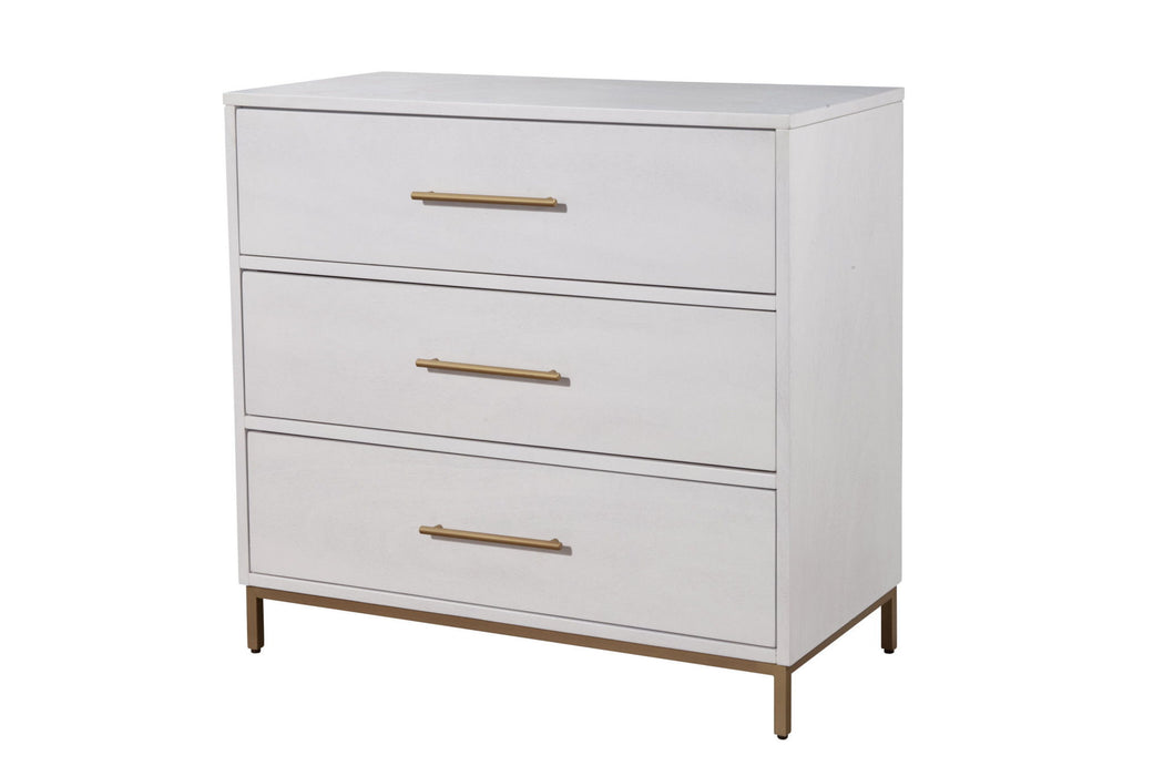 Solid Wood Three Drawer Chest - White