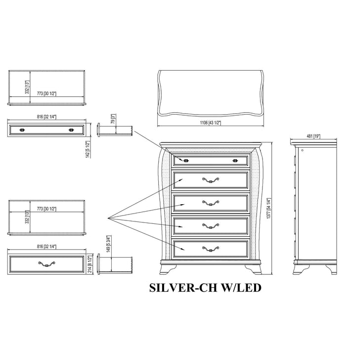 Aurelia - Chest & LED Lighting - Silver Global Furniture USA