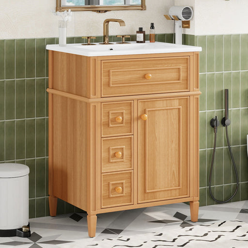 Bathroom Vanity With Sink, Cabinet With Flip Out Drawer, 2 Soft Close Drawers, 1 Soft Close Door - Wood Hearth and Haven
