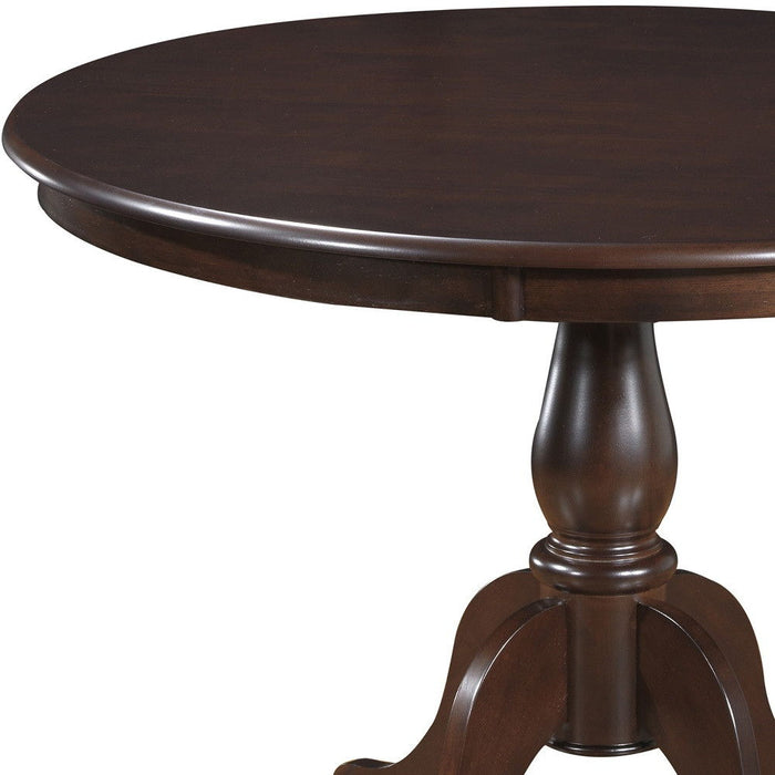 Round Turned Pedestal Base Wood Dining Table 42" - Espresso Brown