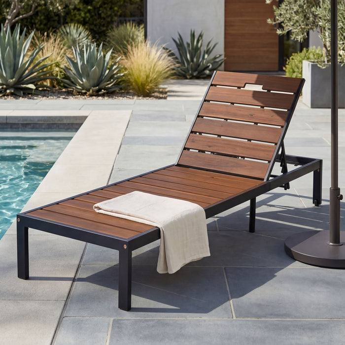 Outdoor Chaise With Adjustable Backrest Hearth and Haven