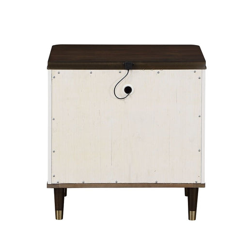 Carena - Nightstand With USB - White & Brown ACME