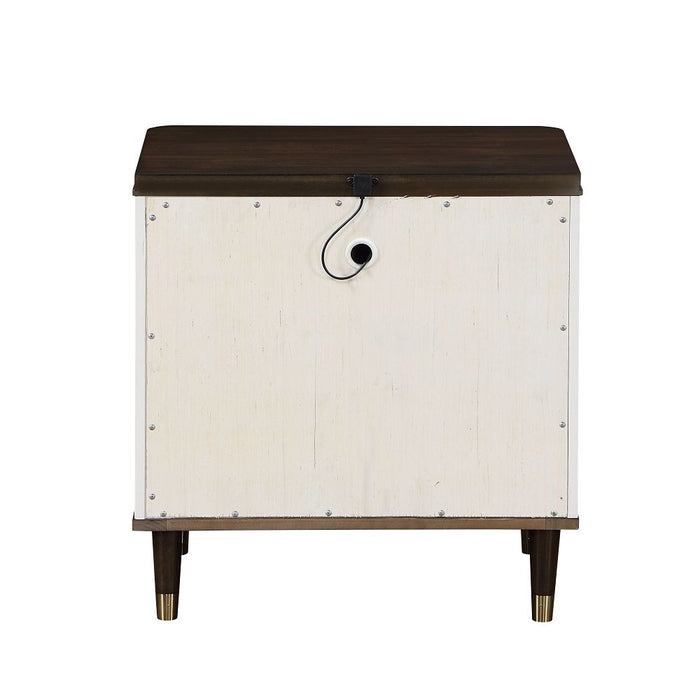 Carena - Nightstand With USB - White & Brown ACME