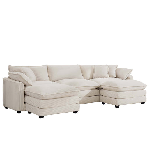 Modern Oversized Modular Cushion Sofa With Ottoman, Low Back, Deep Seating Sofa Set Home Essentials