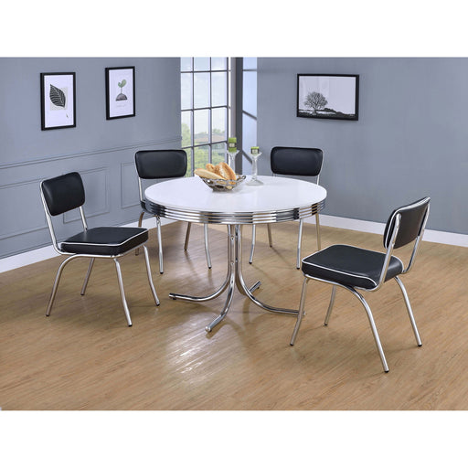 Marla - 5 Piece Dining Set With Round Table And Upholstered Chairs - White Furniture Max