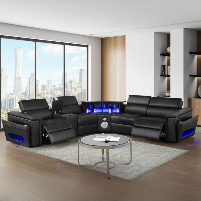 Nova - Sectional With Bluetooth Speaker, LED And Lifting Wine Cabinet Matrix Furniture Group
