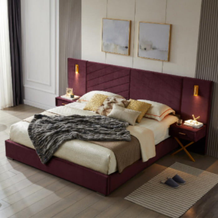 Comfortable Upholstered Bed With Vertical Channel Tufted Wingback Headboard Home Essentials